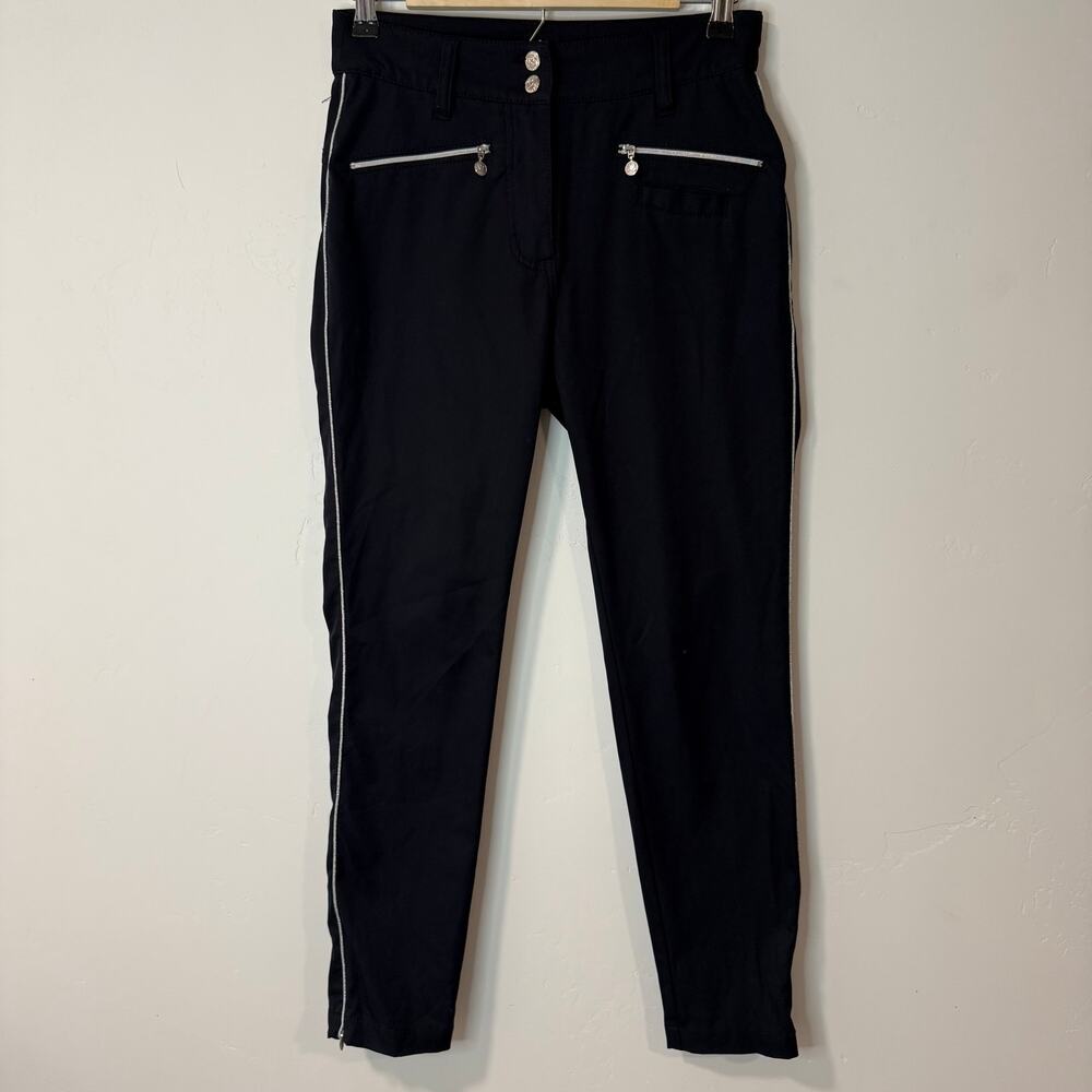 Daily Practice Women's‎ Golf Pants Chino Slim Stretch Black 2 Silver Piping